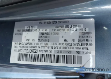 2018 Mazda Mazda6 Grand Touring z USA, uszkodzony, nr VIN JM1GL1TY2J1308893